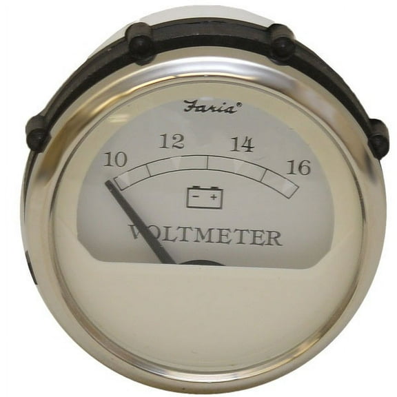Faria Boat Volt Gauge VP4010A | 2 Inch 12 Volt Heritage Silver Marine