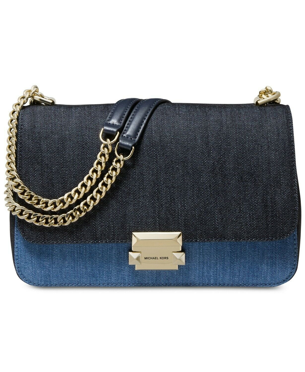 mk-ea - Michael Kors Sloan Large Chain Denim Blue Crossbody Shoulder ...