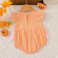 thumbnail image 5 of Staki Baby Girl Outfit Infant Halloween Bubble Romper Smocked Onesie Fall Newborn Halloween Clothes(Orange,0-3 Months), 5 of 7