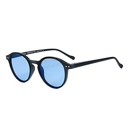 ZENOTTIC Round Sunglasses Polarized Vintage Classic Retro Sunglasses UV400  For Men and Women (MATTE BLACK/BLUE) - Walmart.com