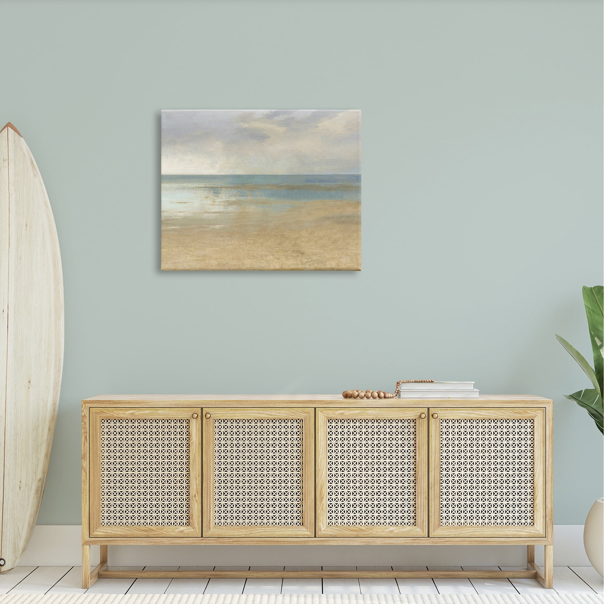 Stupell Coastal Sandy Sunlit Beach Landscape Painting Gallery Wrapped Canvas Print Wall Art