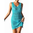 thumbnail image 3 of Maillots de Bain pour Femmes Sorties de Plage 2025 Été Crochet Ajouré Tricot Robe de Plage Bleue G, 3 of 10