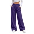 thumbnail image 3 of Diufon Thin Fleece Lined Sweatpants Women Scalloped Hem Drawstring Baggy Wide Leg Sweat Pants Workout Joggers with Pockets, 3 of 9