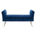 thumbnail image 3 of Upholstered Bench, Velvet Entryway Accent Bench with Padded Cushions and Armrest, Footrest Stool Gold Metal Legs for End of Bed Living Room, Navy, 17.72'' x 52.17'' x 25.98'', 3 of 7