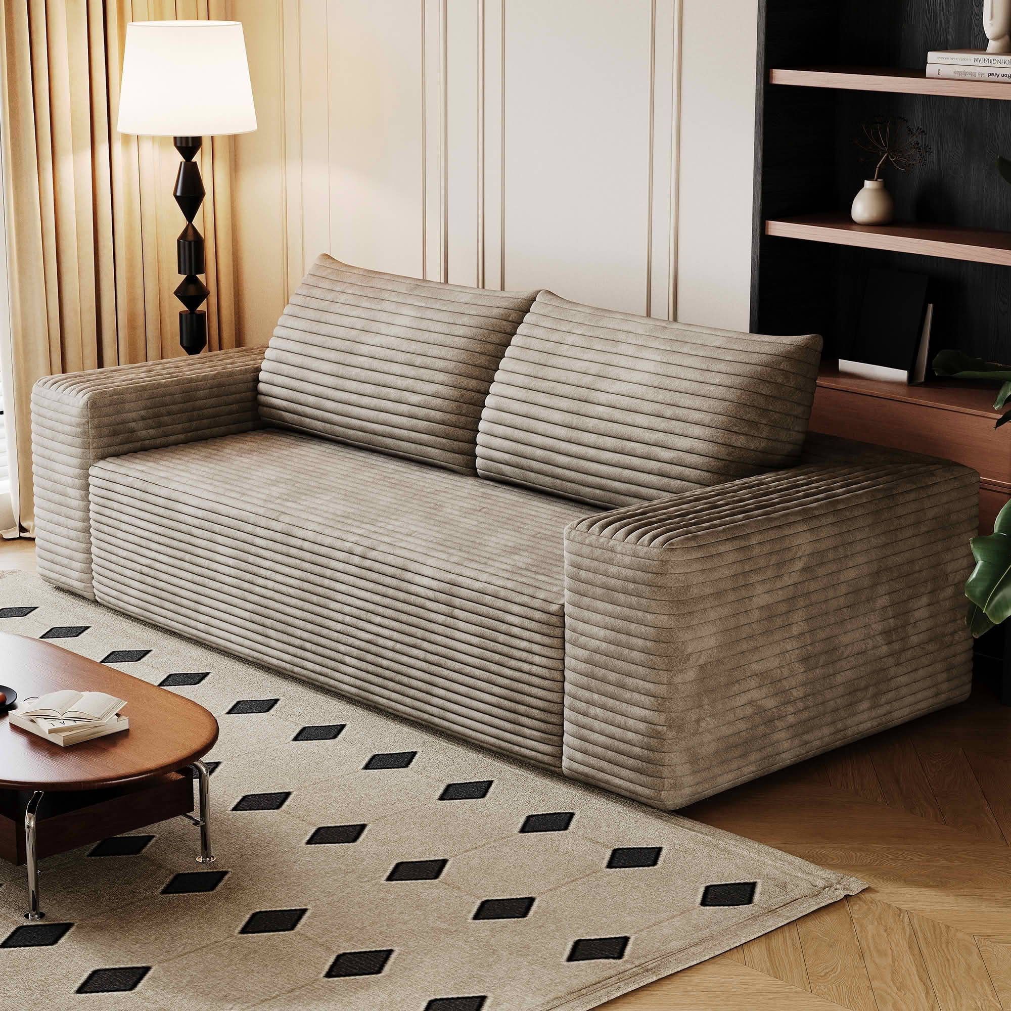 MAYEERTY 71 Inch 3‑Seater Corduroy Sofa, Deep‑Seat Comfy Couch, No Assembly Required for Living Room Bedroom Conference Room