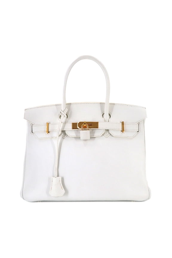 Pre-Owned Hermes Herms Birkin 30 Epsom White Handbag with L Stamp and Gold Hardware