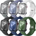 thumbnail image 1 of wonima02 6 Pack Sport Band Compatible with Apple Watch Band 46mm 44mm 45mm 40mm 42mm 38mm 41mm 49mm Men Women, Soft Silicone Waterproof Strap for iWatch Band Series 11 10 9 8 7 6 5 4 3 2 1 SE Ultra, 1 of 1