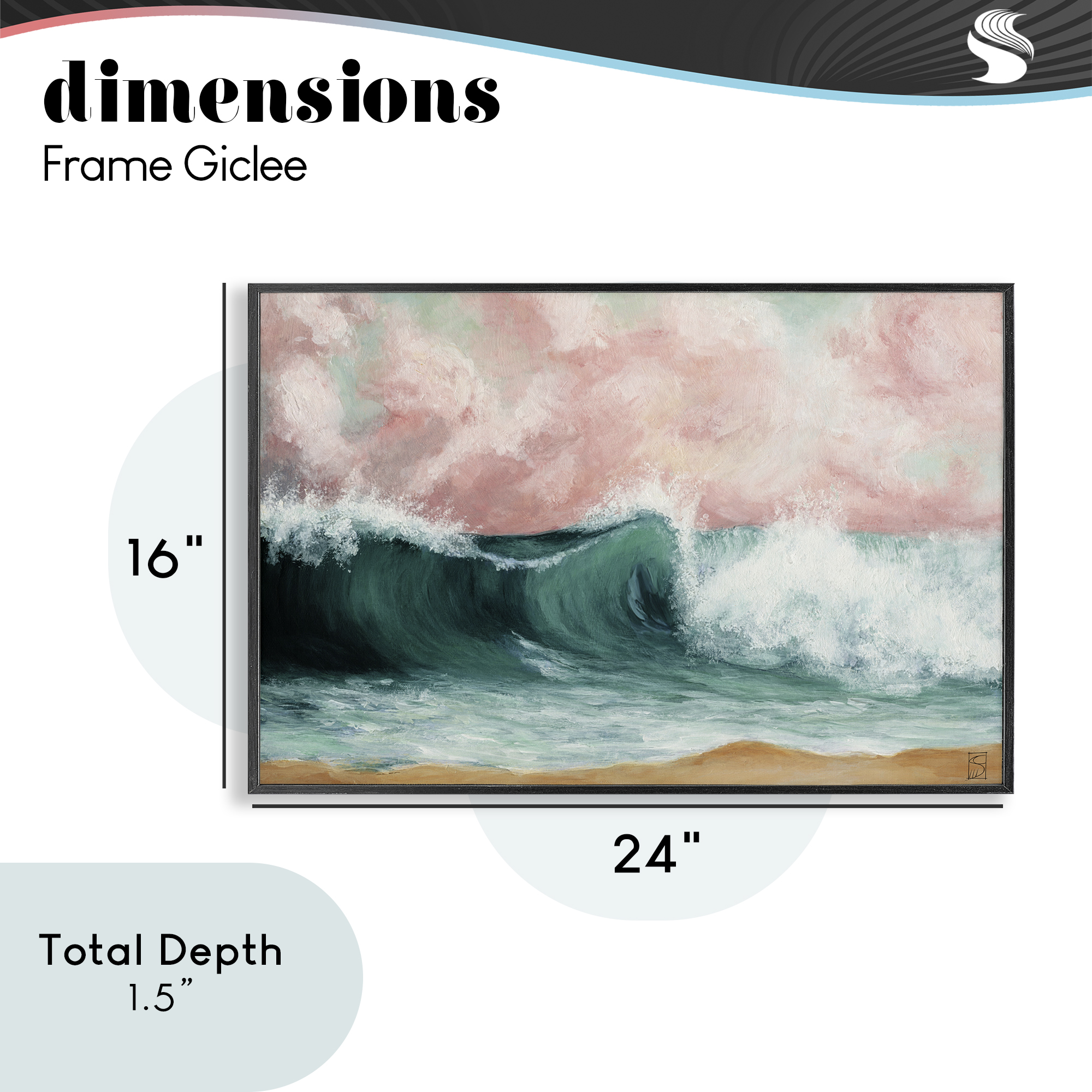 Crashing Seascape Waves Black Framed Giclee Art, design by Sara Culpepper