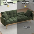 thumbnail image 7 of 69" Comfy Futon Sofa Bed with 2 Pillows, Convertible Couch Reversible Loveseat Folding Daybed Guest Bed, Tufted Teddy Fleece Upholstered Convertible Sleeper Sofa Bed for Living Room, Bedroom, Green, 7 of 7