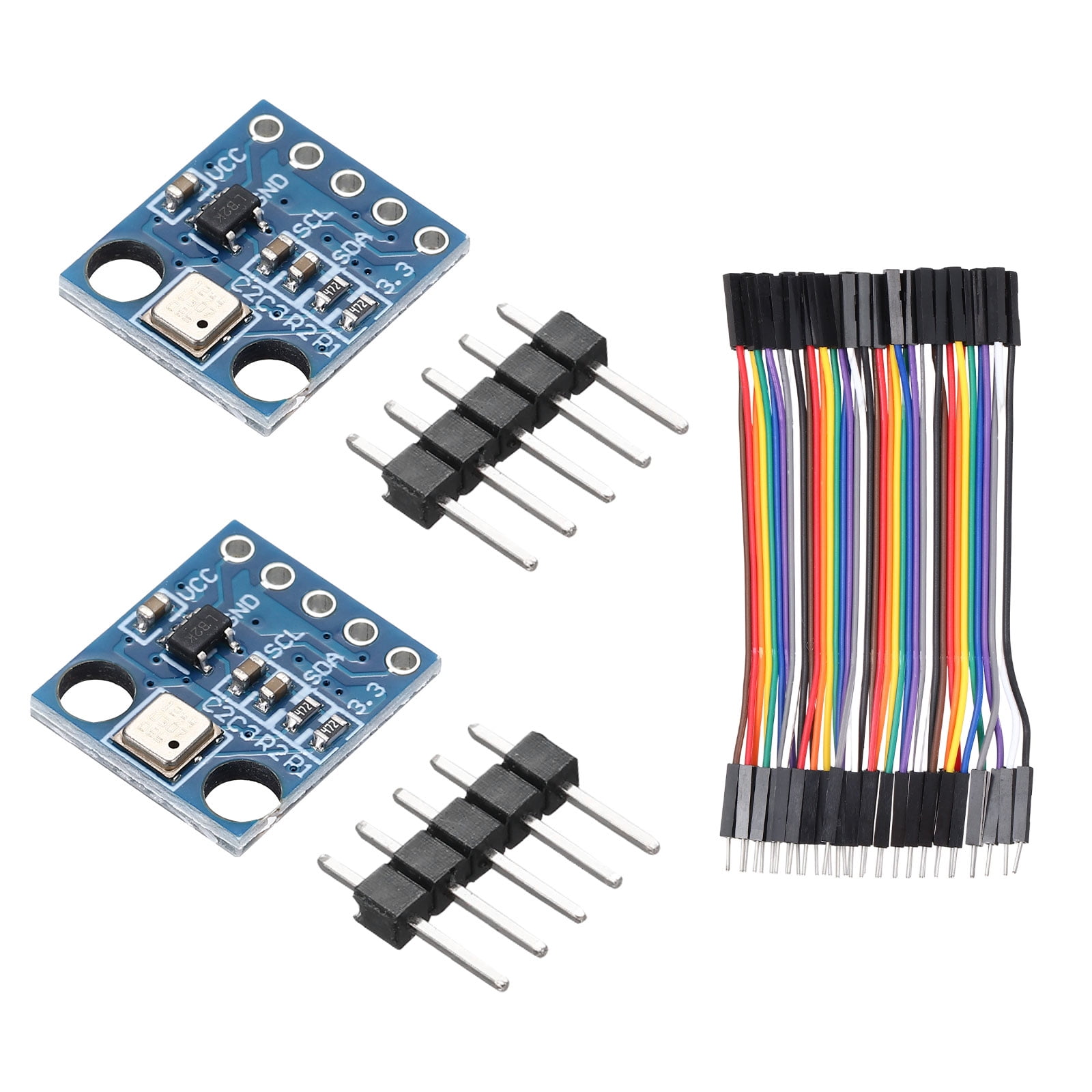 Uxcell 2 Pcs BMP180 Double Hole I2C IIC Atmospheric Pressure Sensor Module 3.3V High Precision Digital Barometric Pressure Altitude Sensor with Male to Female 40P Breadboard Jumper Wire