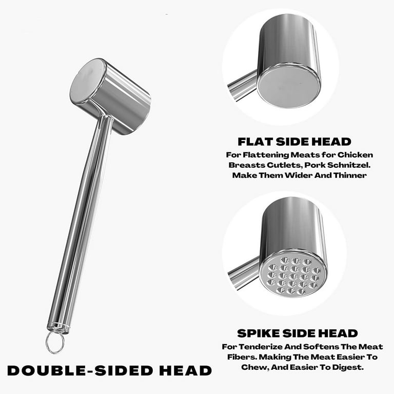 Heavy Duty Meat Tenderizer - Double Sided Meat Mallet & Pounder Tool, Rust  Proof Zinc Alloy Kitchen Hammer with Ergonomic Rubber Handle for