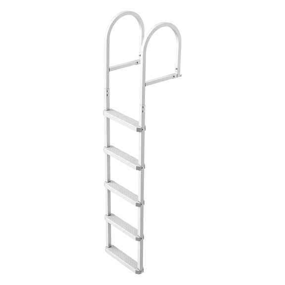 Removable 5-Step Aluminum Dock Ladder, Non-Slip PP Steps, 500 lb Capacity, Quick Release for Pontoon Boat, Pool & Marine Boarding
