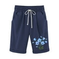 thumbnail image 2 of Sakmal Knee Length Women's Shorts Blue Dressy Casual Bermuda Chino 8" Drawstring Mid Rise Shorts with Pockets, 2 of 5