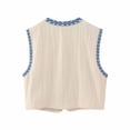 thumbnail image 4 of CHOK Women Vintage Embroidered Vest Tops Linen Cropped Sleeveless Floral Cardigans Vests, 4 of 4
