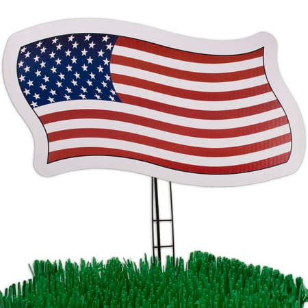 4th of July Yard American Flag 21" Patriotic Sign Decoration, Red White Blue