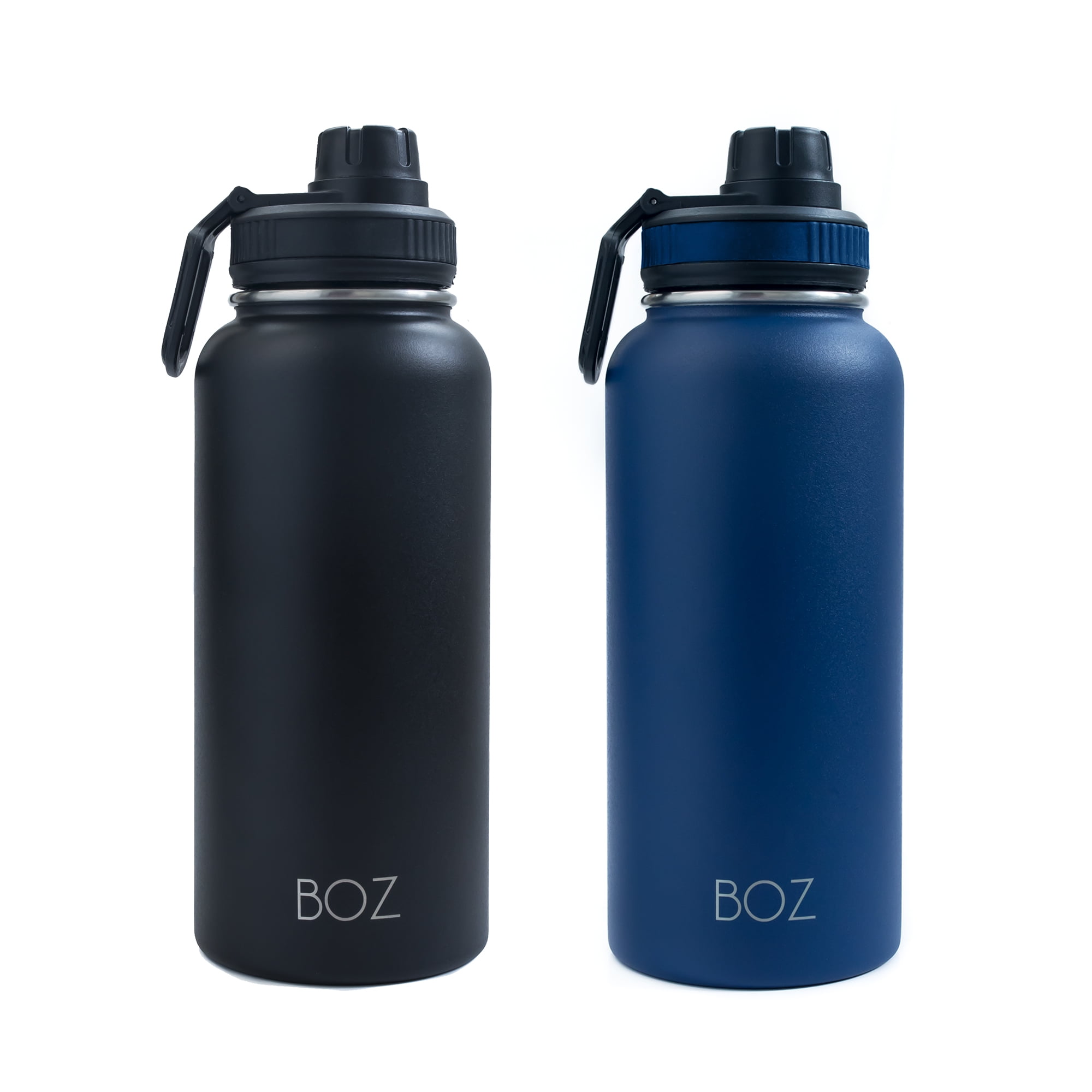 BOZ Stainless Steel Water Bottle XL TwoPack Bundle, Blue / Black, (1