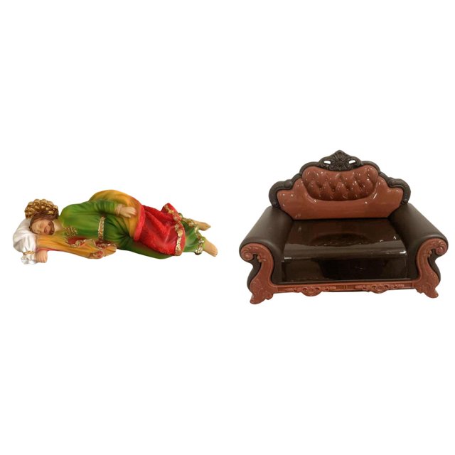 Escultura de resina de José, decoración de escritorio, figura de José durmiendo para mesa, estante, oficina, coche con sofá miniatura, modelo de silla