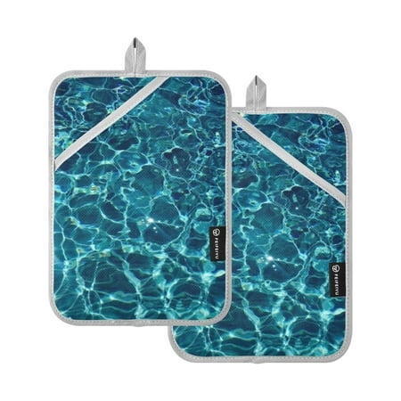 

Pot Holders Set of 2 Heat Resistant Potholders for Kitchen Easy Grip Oven Mitts for Microwave Oven Baking Kitchen BBQ Shinning Water Ripple