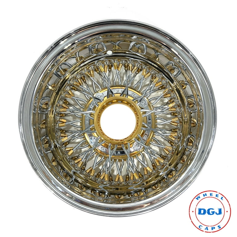 DGJ Wheel Rev 72 Cross Lace Gold 13x7 Nipples & Hub Lowrider