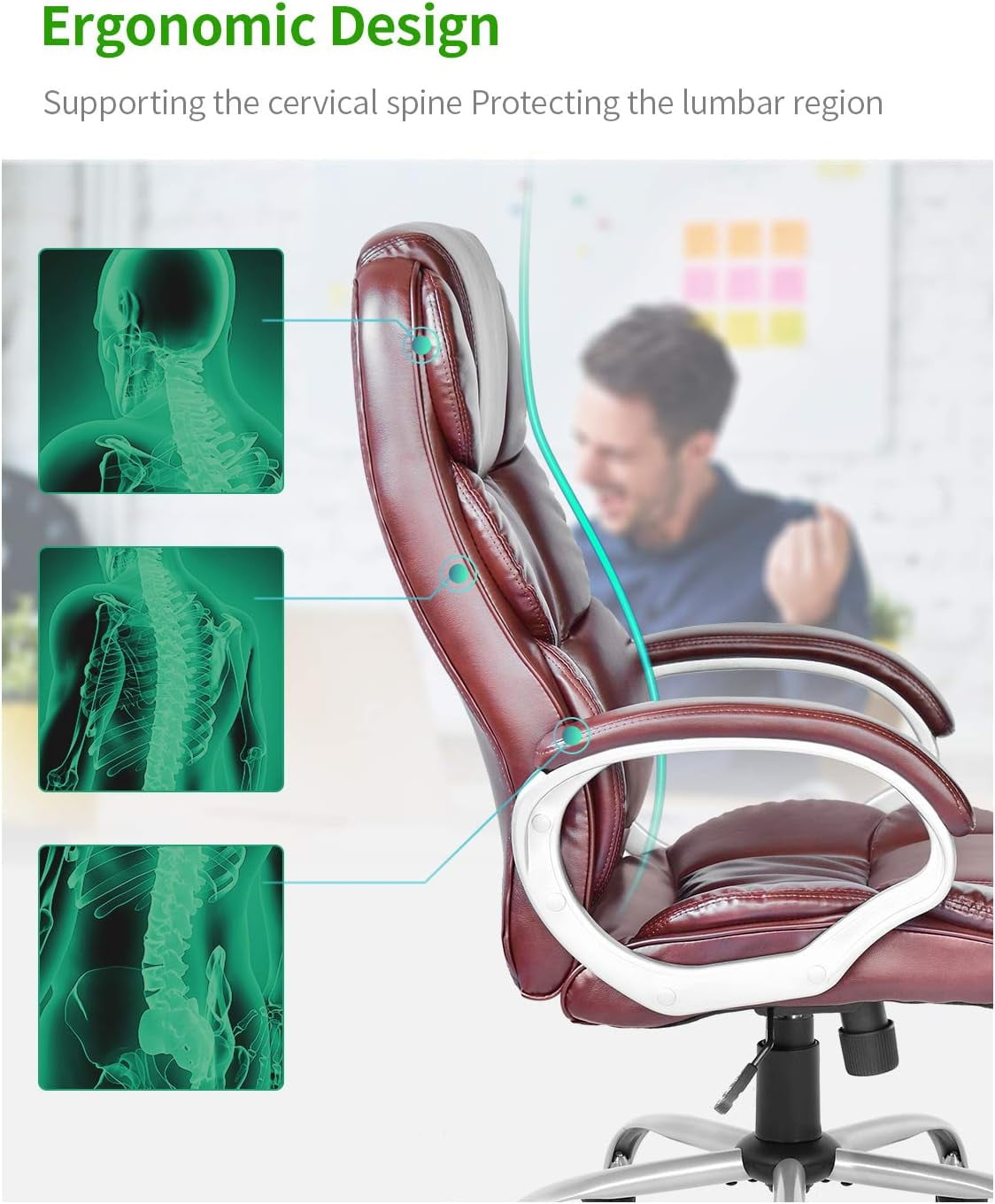 FDW  Ergonomic Office Chair, Lumbar Support, Rolling Swivel for Men, Women(Brown)
