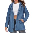 thumbnail image 3 of Turilly Womens Jackets Ladies Clearance, Women Hooded Waterproof Zipper Mid-length Windproof Waterproof Raincoat Jacket, 3 of 9