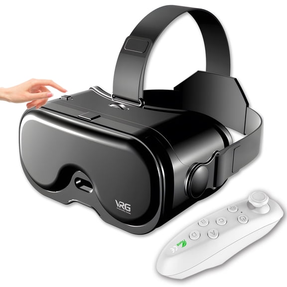 VR Headset for Phone with Controller,Adjustable 3D Glasses Compatible 5~7 inch,Anti-Blue Eyes Protected HD Lenses,for Mobile Games & Movies