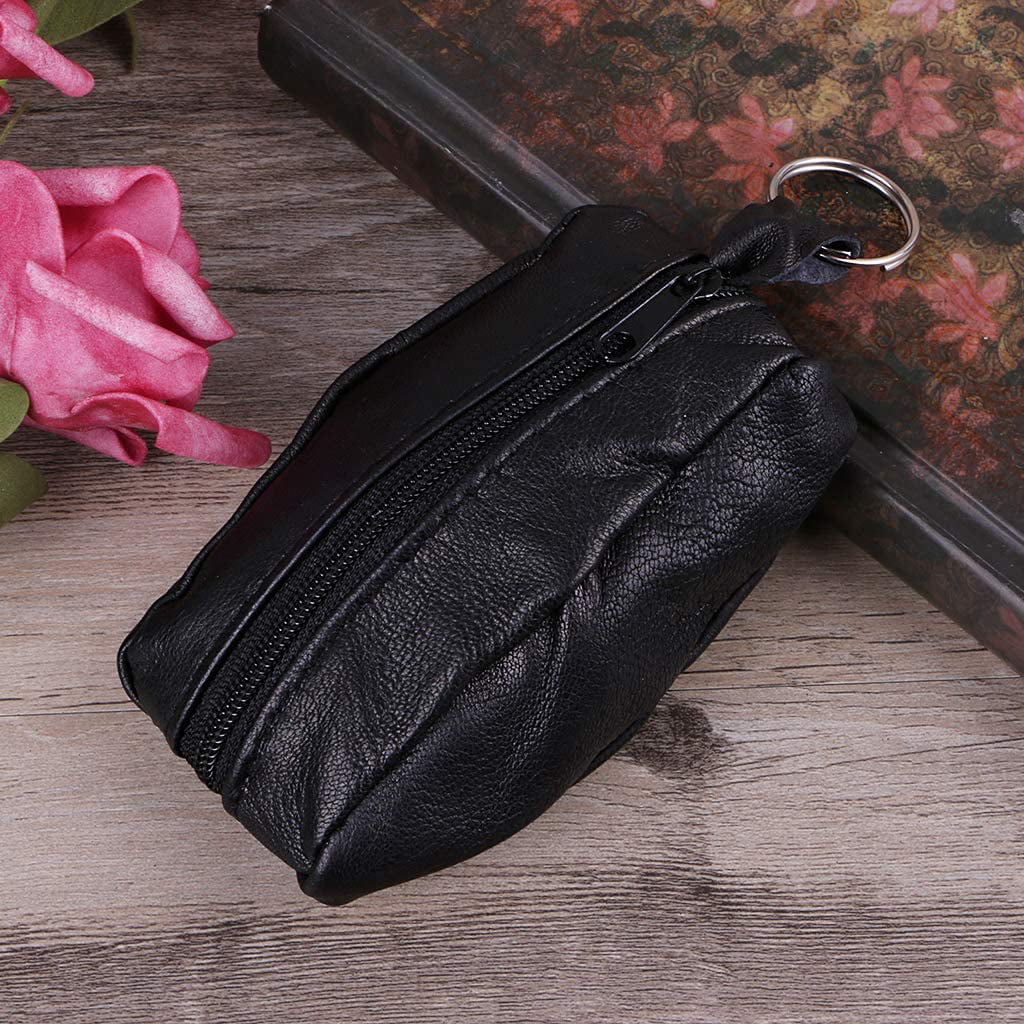 Women Leather Coin Card Key Ring Wallet Pouch Mini Purse Zipper Small Change Bag 