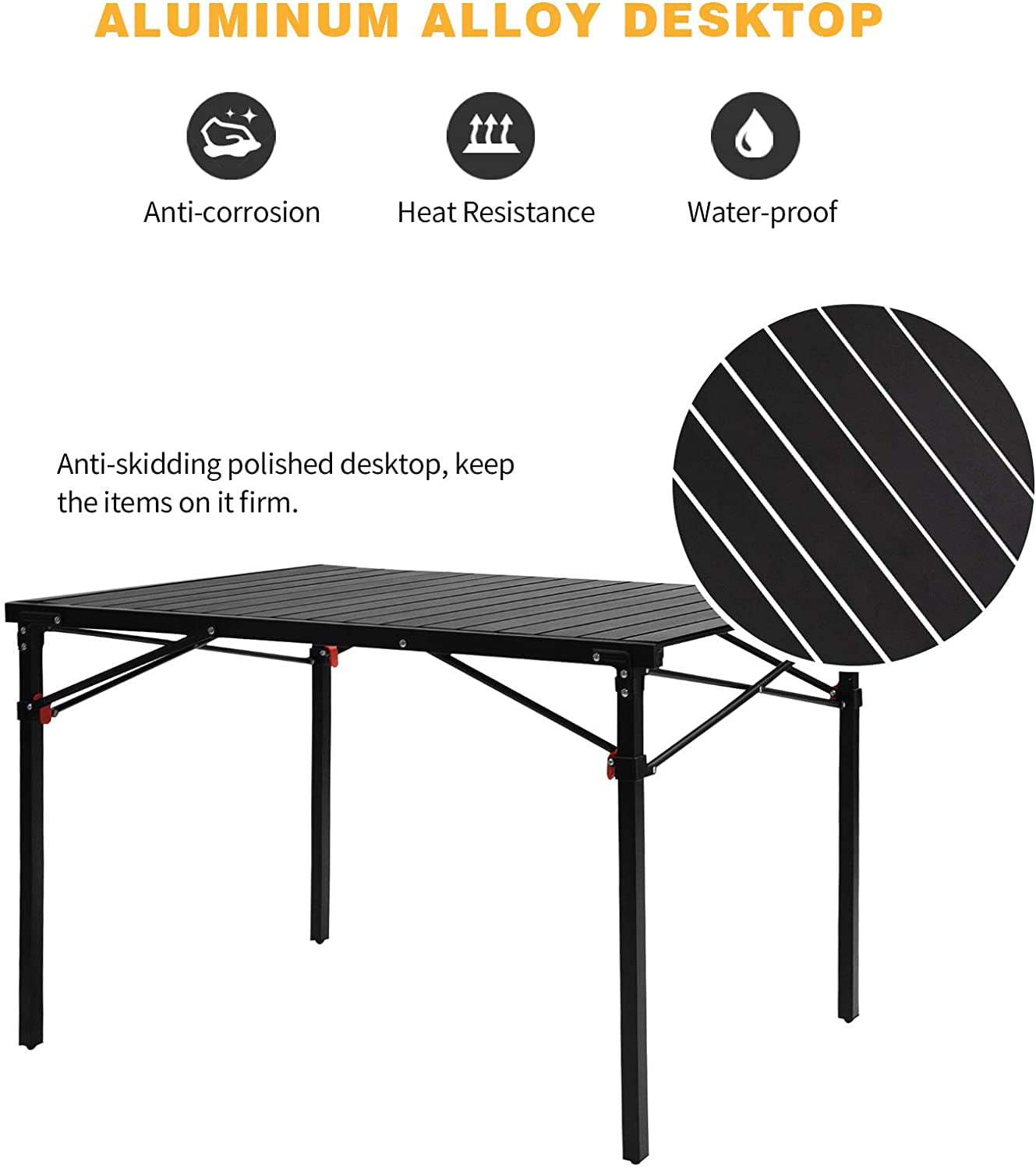 KingCamp Camping Folding Table Cookout Table Aluminum Portable Strong  Stable Roll up Table for 4-6 Person for Outdoor 42.1