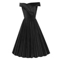 thumbnail image 4 of DailyTrove Women's Off-Shoulder Velvet Dress-Midi-For Winter Party-Black & Emerald Green, 4 of 5