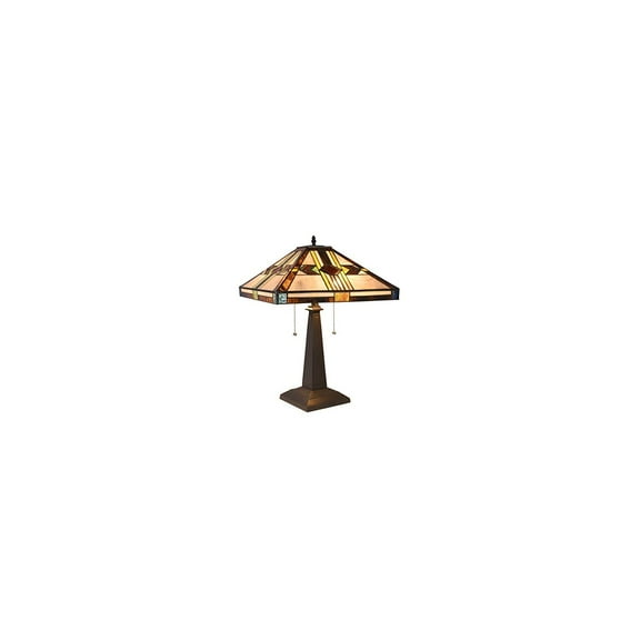 CHLOE Lighting CARLA Tiffany-style Mission Blackish Bronze 2 Light Table Lamp 16" Shade