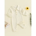 thumbnail image 3 of Musuos Baby Boys Spring Fall Jumpsuit, 3M 6M 12M 18M Long Sleeve Turn-down Collar Solid Romper Casual Newborn Clothes, 3 of 9
