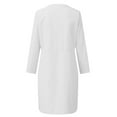 thumbnail image 4 of QLEICOM Women's Summer 3/4 Sleeve Cotton Linen Dress Casual Loose Button Dress with Pockets White M, US Size:4, 4 of 6