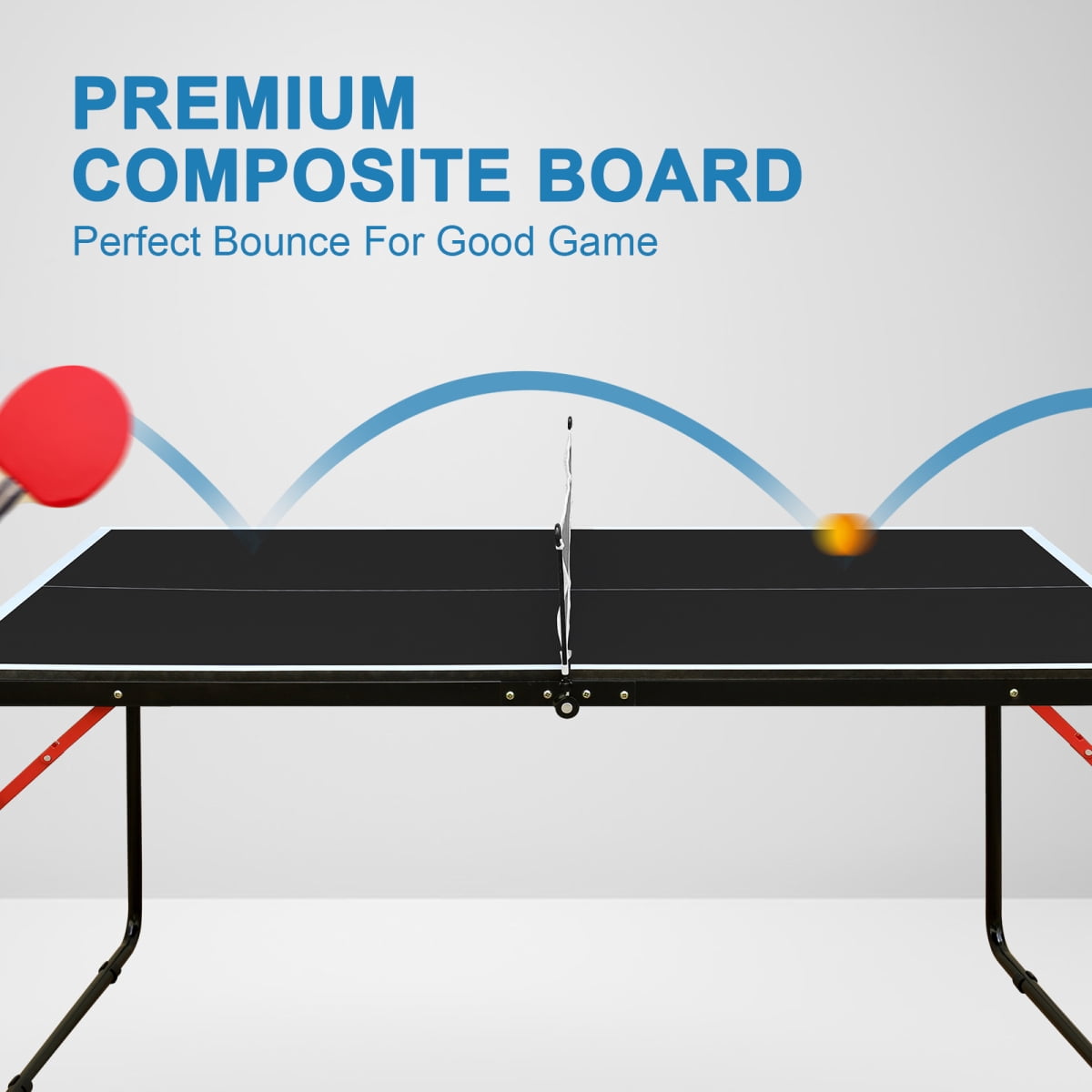 4.5ft Black Foldable Portable Ping Pong Table Set with Net 2 Paddles for Indoor Outdoor Use