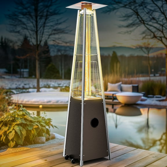 Dextrus 48,000 BTU Propane Heater with Glass Tube, Cover, Wheels, Bronze