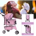 thumbnail image 6 of HYJY 3 Wheels Pet Dog Stroller Cat Cage for Medium Small Dogs Cats Travel Folding Carrier Waterproof Puppy Stroller with Cup Holder & Removable Liner,Pink, 6 of 14