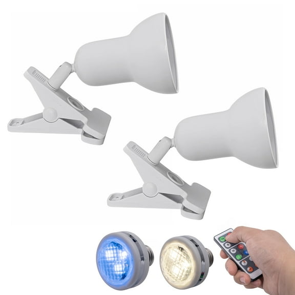 Kiven Battery Operated Clip on Spotlight with Remote, Set of 2 Dimmable Multi Purpose Uplight Accent Lamp Indoor,55 Lumens Warm White