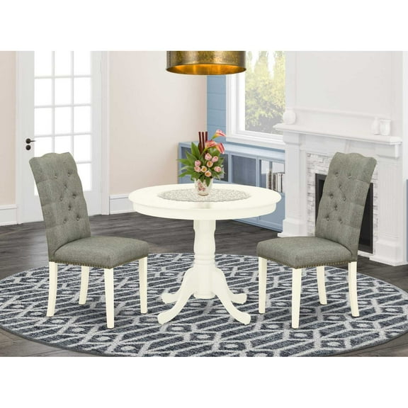 East West Furniture Dining Room Set Linen White, ANEL3-LWH-07