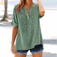 thumbnail image 2 of IYYVV Boho Embroidered Tops for Women 3/4 Sleeve Length Peasant Shirts Plus Size Summer Dressy Casual Blouses 2026 Army Green S, 2 of 6