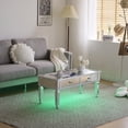 thumbnail image 6 of Ktaxon 41'' Mirrored LED Coffee Table with Storage, Rectangle Mirror Cocktail Table with 2-Drawers for Living Room, Silver, 6 of 12