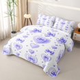 thumbnail image 3 of spefrowx Purple Cute Ribbon Quilt Full for Girls Boys, Love Heart Stripe Line Full Bedspread Sets, 3 Pieces, 3 of 7
