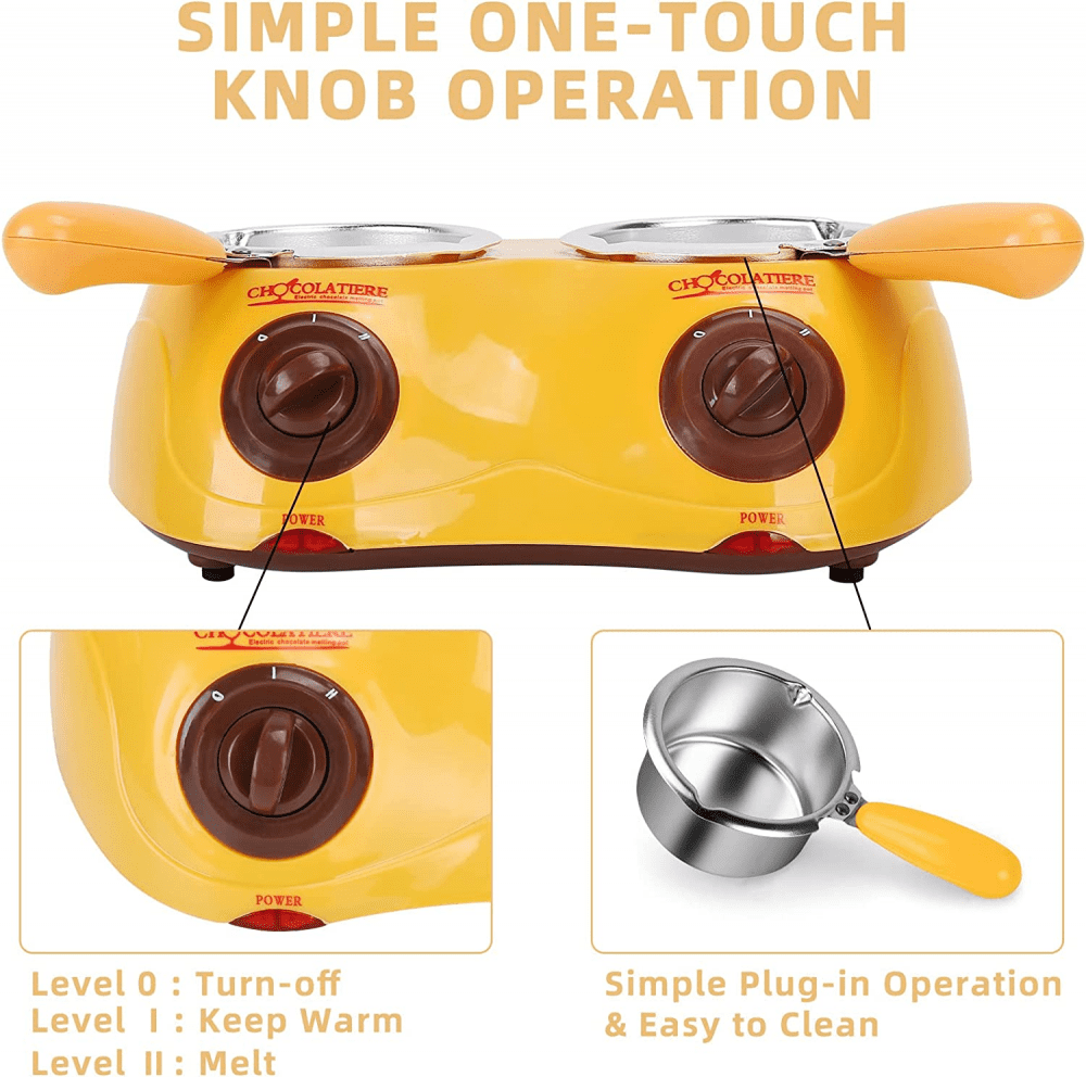 Chocolate Melting Pot Electric Melting Fondue Set, Doublepot Chocolate