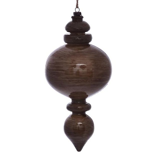Vickerman MC198587 Ornement Wood Grain Round Finial en Étain 9 Po. - 3 par Sac