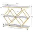 thumbnail image 2 of 3-Tier Industrial Entryway Table with Diamond-Shaped Metal Frame, Open Shelf Console Sofa Table for Living Room, Hallway, Foyer Storage Accent Table with Adjustable Feet, Rustic Wood Top (White), 2 of 9