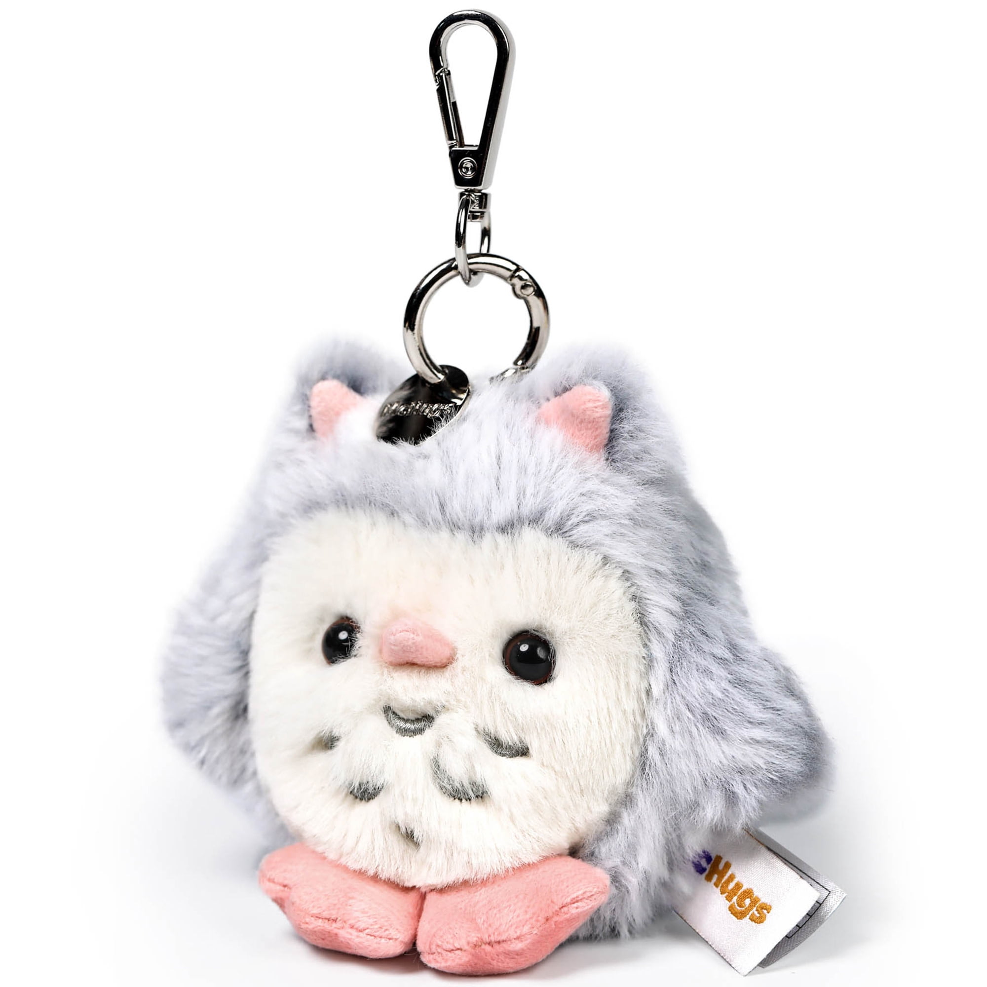 McHugs: Plush Bag Charm - Owl - Grey & Pink Bird, Stuffed Animal Clip Keychain, Backpack Ornament, Travel Accessory, Soft Companion Keepsake, Kids 3+