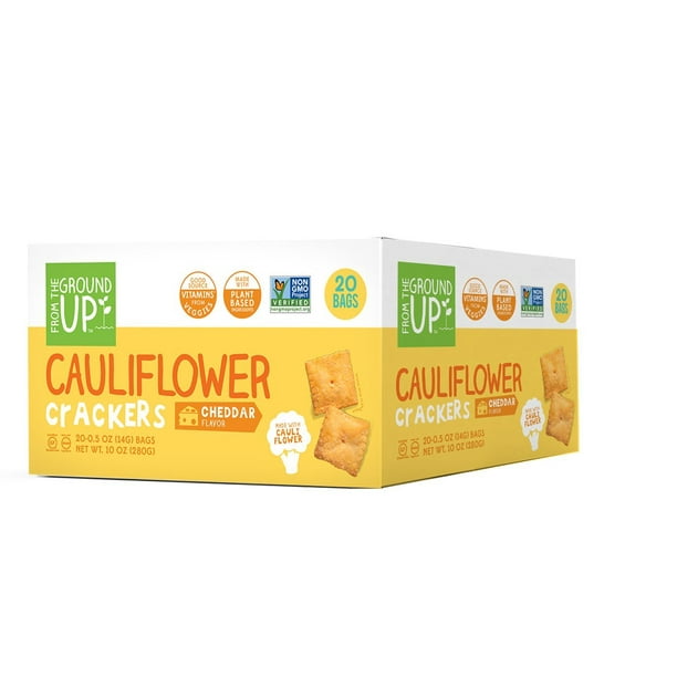 Cauliflower Crackers Cheddar 20 Pack By From The Ground Up Walmart Com