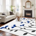 thumbnail image 3 of Area Rug for Living Room, Blue Flowers Non-Slip Indoor Large Carpet for Bedroom/Dining Room, Spring Modern Simple Botanical Floral Plants Washable Low-Profile Rectangle Floor Runner Rugs - 5 x 7 Ft, 3 of 7