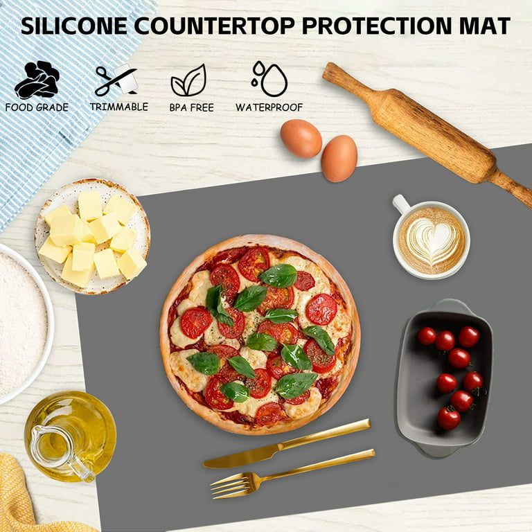 Silicone Placemats Silicone Table Mat, Large Kitchen Counter Protector Mat  Heat Resistant Nonslip, 16 x 24 - Gray 