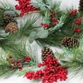 thumbnail image 3 of 6' Long Christmas Artificial Pine Needle Garland Wired Rustic Twig Vine Birch Garland with Assorted Faux Red Berries Eucalyptus Leaves Natural Pine Cones Fir Sprigs Garland Holiday Season Winter Decor, 3 of 5