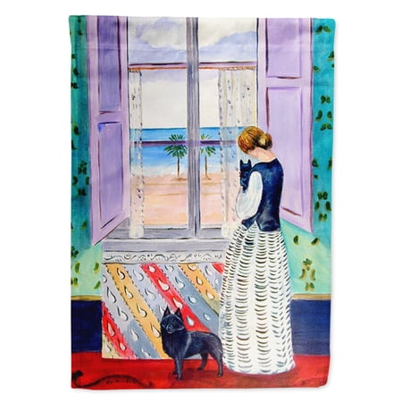 Carolines Treasures 7268-FLAG-PARENT Lady with her Schipperke Flag multicolor