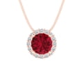 thumbnail image 2 of 1.24 ct Brilliant Round Cut Halo Ruby 14k Rose Solid Gold Everyday Affordable Designer Necklace Pendant with 16" Chain, 2 of 6